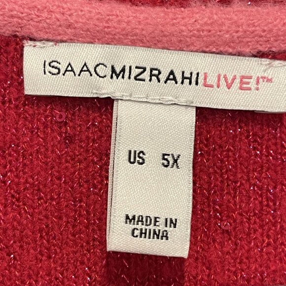 NWOT Isaac Mizrahi Live Red Sparkle Cardigan Tank Set 5X Plus Acrylic/Nylon Blen - Picture 11 of 13